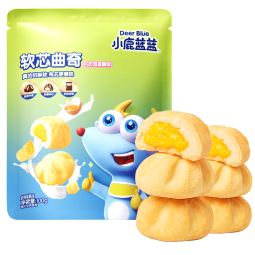 小鹿蓝蓝妙趣软心曲奇 宝宝零食儿童零食 牛奶鸡蛋羹味 夹心宝宝饼干100g