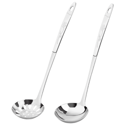 美厨（maxcook）火锅勺 加厚不锈钢汤勺漏勺两件套 玫瑰系列 MCMG-02