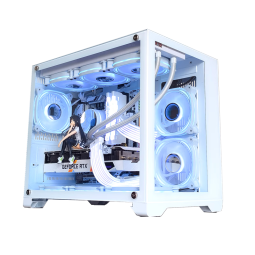 玩嘉孤勇者雪白色电脑机箱台式机MATX海景房240/360水冷全侧透ITX桌面MINI机箱支持157散热