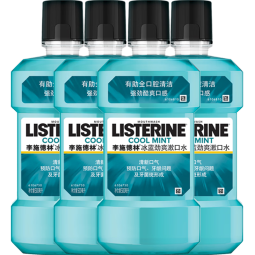 李施德林 (Listerine) 漱口水冰蓝劲爽口味清新口气深层清洁  500mL*4支装