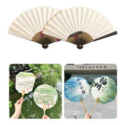 六品堂 非遗漆扇材料包全套漂漆颜料diy套装工具专用大漆空白纸扇子配5把团扇【无甲醛】