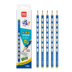 得力(deli)  儿童洞洞笔 粗杆儿童/小学生练字矫正握姿铅笔 学生用品 HB12支彩盒装 58182