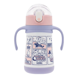 膳魔师（THERMOS）儿童水杯316l不锈钢保温杯宝宝水杯小学生吸管杯耐磨防摔可斜跨 巧虎 320ml（带把手）