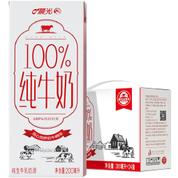 晨光100%生牛乳纯牛奶全脂早餐纯奶早餐牛奶 200ml*24盒 整箱礼盒装
