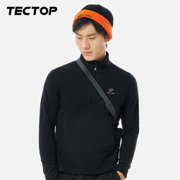 探拓（TECTOP）抓绒衣男女立领打底衫加厚保暖卫衣冲锋衣内胆保暖衣服 男款黑色 L