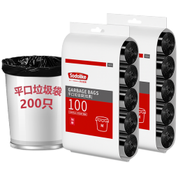 Sodolike点断式垃圾袋中号加厚45*50cm*5卷平口家用办公垃圾袋 黑色200只