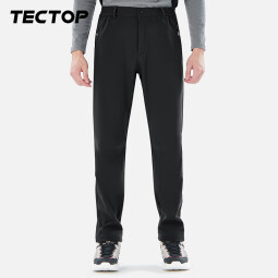 探拓（TECTOP）软壳裤秋冬男式户外旅行防风弹力保暖徒步长裤 男款黑色 2XL