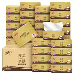 清风（APP）【李昀锐同款】抽纸 原木金装4层80抽*40包 卫生纸 餐巾纸巾 整箱