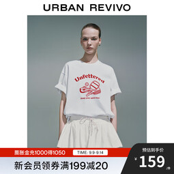 UR2025秋季新款女装时尚休闲撞色印花图案短袖T恤UYU450088 本白 (偏宽松) XS