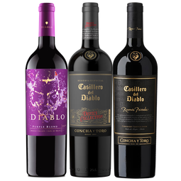 红魔鬼（Casillero del Diablo）葡萄酒 红酒组合系列干红/干白套装750ml  智利原瓶进口 中秋礼品 魔尊+魔神+珍酿赤霞珠 3支组合装