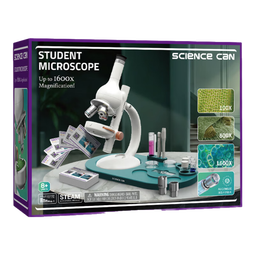 科学罐头学生显微镜望远镜儿童玩具6-10岁小学生实验器材男孩子生日礼物 学生立式光学1600倍显微镜