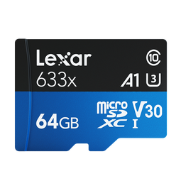 雷克沙（Lexar）64GB TF（MicroSD）存储卡 C10 U3 V30 A1 高速内存卡 读速100MB/s 持久稳定（633x）
