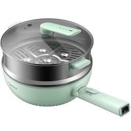 美的(Midea)电炒锅 电蒸锅 电煮锅 电火锅 宿舍泡面家用不粘锅多功能电炒锅一体 蒸煮炒菜锅 4L 【4L大容量】配蒸笼 MC-HGE2815