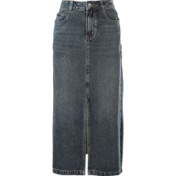 百图betu女装春季新款半身裙复古高腰开叉牛仔半身裙女2401T54 牛仔色 XS