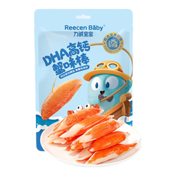 力诚宝宝蟹柳棒儿童宝宝即食高钙蟹味棒蟹棒蒸蟹柳海味休闲零食添加DHA 【DHA高钙蟹味棒】 65g*1袋