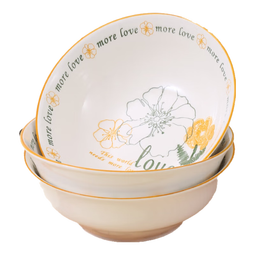 家用釉下彩陶瓷餐具蒲公英7英寸华宝碗汤面盆 2个装