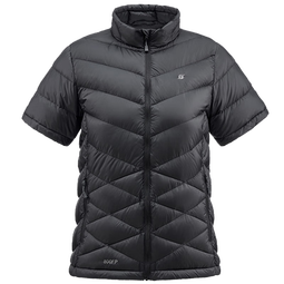 君羽户外羽绒半袖马甲情侣超轻款800蓬松度防寒保暖鹅绒背心 G52042 女款—黑色 S 推荐男120斤以下/女100斤以下