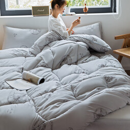 克努帛纯新澳洲纯羊毛被子 柔软面料保暖被芯 白羊毛填充春秋被冬被 QL纯羊毛被-灰色， 200X230cm【约7斤】