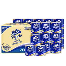 维达（Vinda）有芯卷纸蓝色经典 加厚可冲散4层 【孙颖莎推荐】厕纸超市同款 4层 200g/卷*27卷