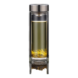 希诺双层玻璃杯2025新款带盖过滤茶杯男女士泡茶杯车载水杯 本色-290ml