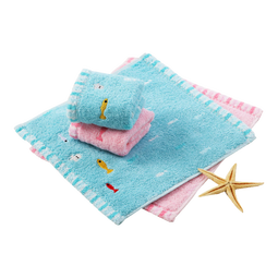 金号A类儿童毛巾纯棉小毛巾婴儿毛巾小方巾擦手毛巾全棉刺绣洗脸帕2条