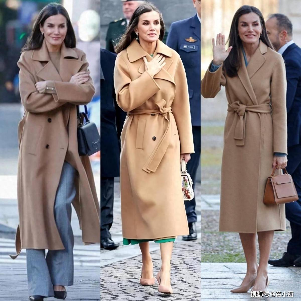 看西班牙王后穿大衣，我悟了：裙过膝，露脚踝，不配牛仔裤才优雅