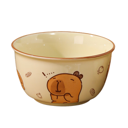 可爱卡皮巴拉斗笠碗4.5英寸饭碗家庭装釉下彩米饭碗精致儿童饭碗 4.5英寸碗【2个装】