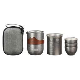 京东京造 纯钛旅行茶具套装 整套泡茶器全套功夫茶具【防烫茶杯】 6件套