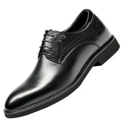 高哥增高皮鞋男士正装结婚鞋子加绒真皮商务德比鞋冬季内增高男鞋10cm 黑色经典款【增高6.5cm】 GD088 37