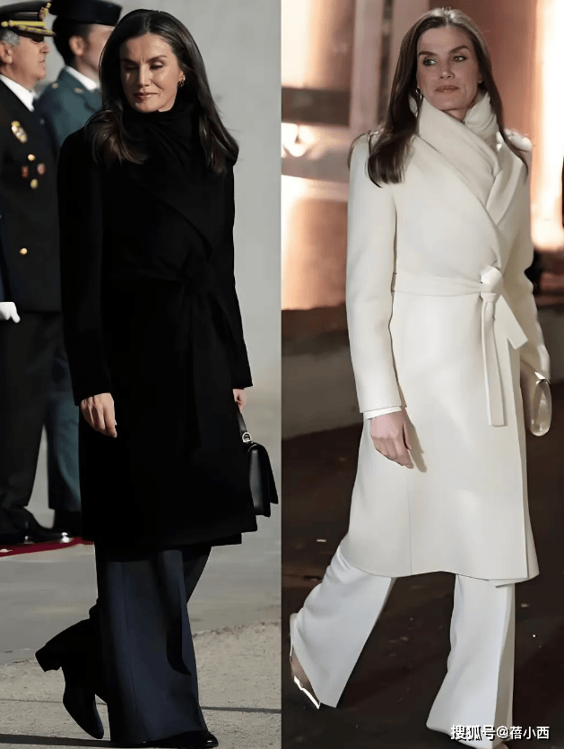 看53岁西班牙王后的大衣穿搭，我悟了：裙过膝，不配打底裤才高级