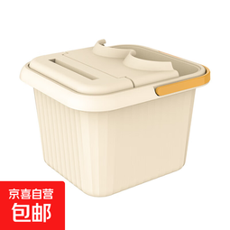 加高可泡脚桶家用高深洗脚盆过小腿保温女士养生神器儿童宿舍专用 奶油黄 经典方款+盖