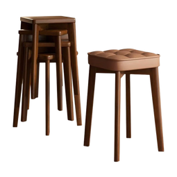 卓博实木凳子家用板凳方凳餐椅子餐凳小凳子可叠放软包凳子BD530棕色