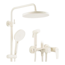 箭牌（ARROW）K100精铜淋浴花洒套装巨幕顶喷龙头增压喷枪四功能花洒淋浴器 圆顶|奶油白-34168KW