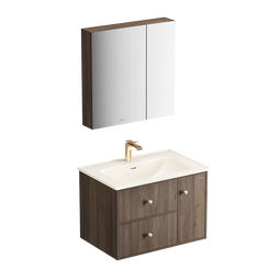 九牧（JOMOO）中古风浴室柜原木洗手盆柜组合一体盆80cm A2763-14C1-1