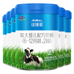 君乐宝(JUNLEBAO) 诠臻爱2段较大婴儿配方奶粉(6-12月龄)800g*6听装