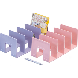 亚克力书立架阅读架书夹桌上书架桌面固定书本收纳神器透明置物架分隔板书本立架课桌收纳学生书挡 大号1.5倍加厚【透明白2个】 活动款