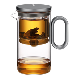 尚明（SAMADOYO）玻璃内胆飘逸杯泡茶壶茶水分离过滤冲茶具套装2025家用办公沏茶壶 枪黑色 500ml