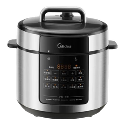 美的（Midea）电压力锅电高压锅高压电饭锅微压电饭煲6升0涂层304不锈钢不粘家用加深双内胆3-12人煲汤炖肉煮饭 【少盐提鲜】0涂层不锈钢 6L