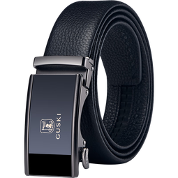 古士旗（GUSKI）皮带男真皮自动扣品牌男士腰带头层牛皮高档礼盒生日礼物送男友 专柜礼盒/百搭枪色/680018A 120cm 190斤内/可剪/超出备注身高体