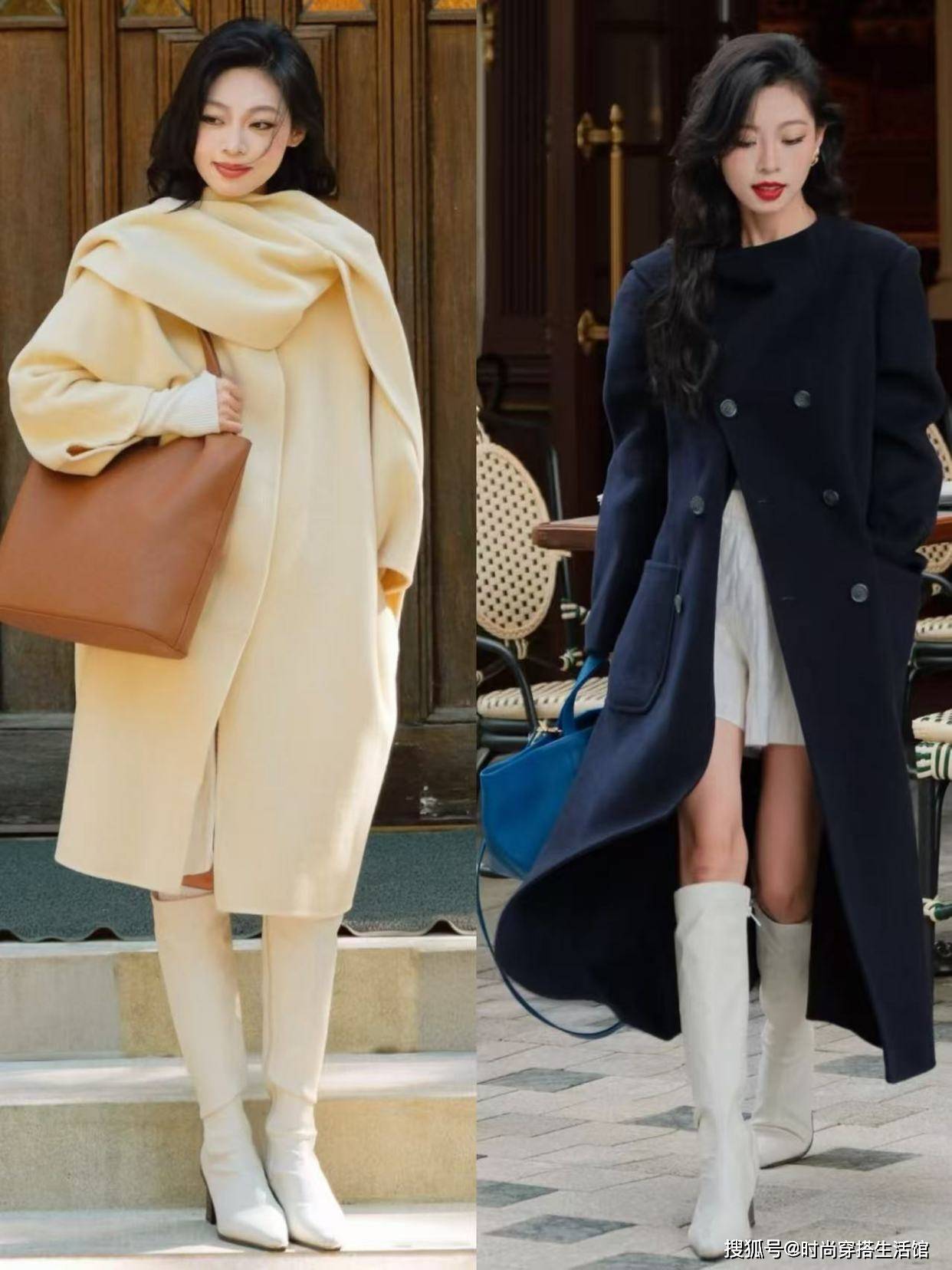 今年不流行羽绒服了，“大衣+长筒靴”才是冬天回头率最高的穿法