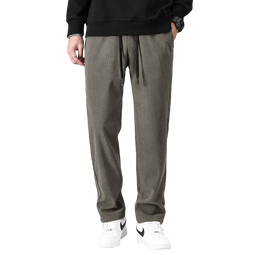 罗蒙【加绒可选】灯芯绒加厚休闲裤男秋冬新款抽绳腰中青年直筒长裤男 7K035603藏青 薄款 M (170) (建议90-110斤)