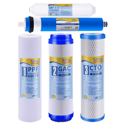 远大健科 rurua家用10英寸净水器滤芯通用五级套装 反渗透净水机滤芯pp棉活性炭ro膜t33 5支装 配1812-75 RO膜