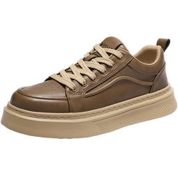 百丽男鞋厚底增高复古小白鞋25秋新运动休闲板鞋A2259CM5 卡其绒里 40