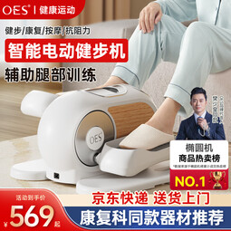 OES椭圆机家用走漫踏健步机电动室内迷你小型脚踏机腿部练习健身器材 珍珠白-12档阻力调节/静音磁控 一体免安装+升级数显+300斤承重