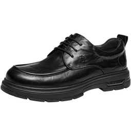 骆驼（CAMEL）舒适通勤增高软底牛皮经典商务休闲皮鞋男 G15A005042 黑色 39