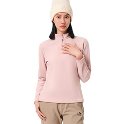 伯希和（Pelliot）抓绒衣男女秋季户外冲锋衣内胆舒适保暖摇粒绒立领T恤打底衫上衣 杏仁粉【女款】 S