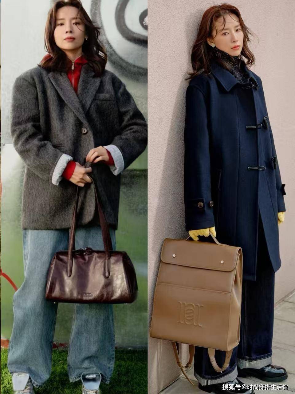 看了董洁的冬季打扮后，我悟了：大衣不配无痕裤、小白鞋，好高级