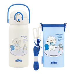 膳魔师（THERMOS）儿童保温杯大容量水杯316l不锈钢杯学生吸管杯运动水壶喝水杯子 【新品】吸管杯白色 460ml （含杯套）