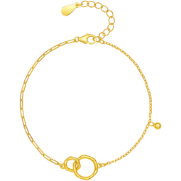 周六福（ZLF）圣诞礼物 S925银饰金色手链女环环相扣时尚手饰送女友生日礼物 约16+3cm