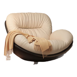 柏帝奇懒人沙发旋转蛋壳椅摇摇椅躺椅阳台家用可睡觉休闲单人沙发窝窝椅 高级黑拼白色（公仔棉）